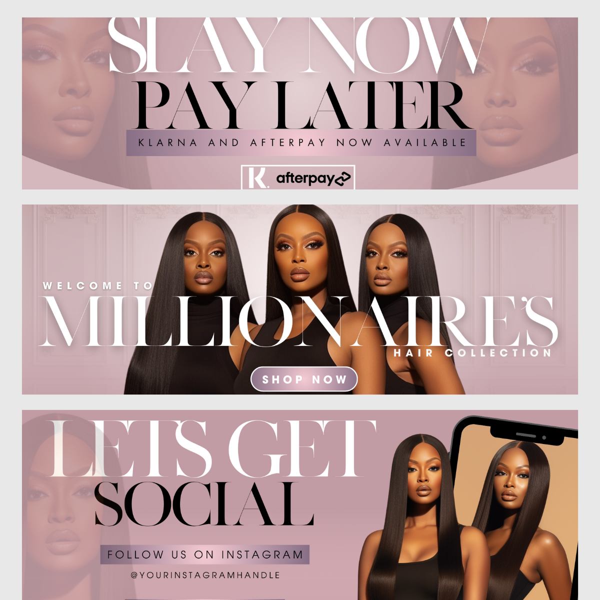 Custom website banner template for hair brand promotion